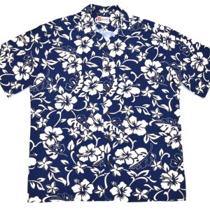 Classic Blue Hibiscus Hawaiian Shirt