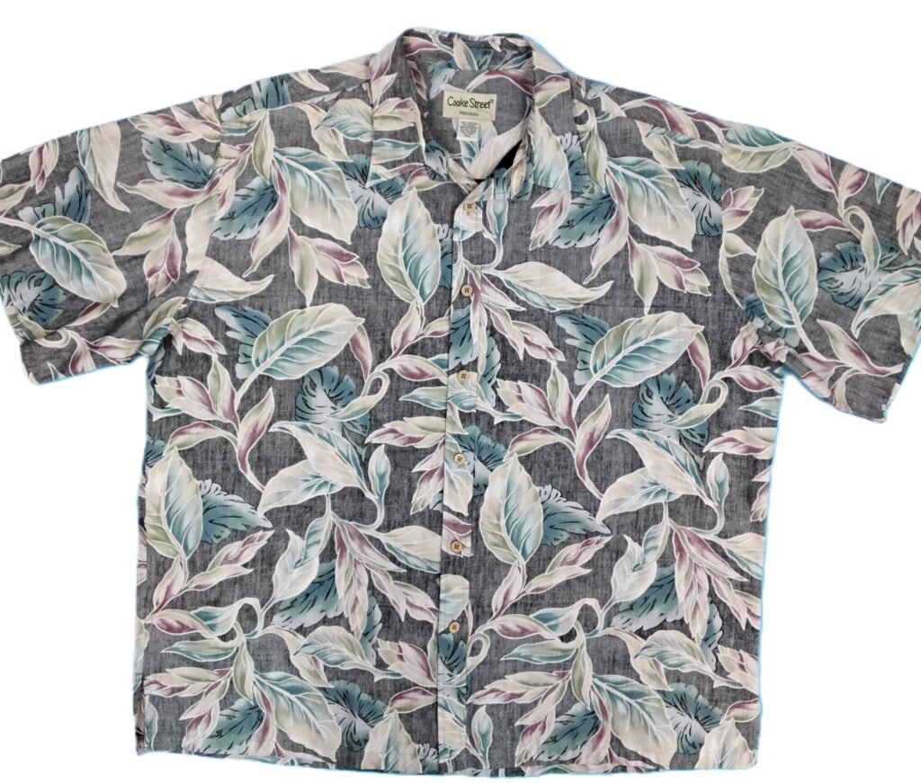 Cooke Street Grey Leaf Hawaiian Shirt – Vintage Tropical Print