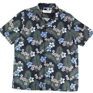 Tommy Bahama Navy Floral Hawaiian Shirt – Tropical Leaf Print