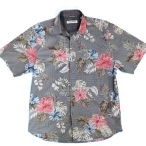 Tommy Bahama Grey Floral Hawaiian Shirt – Classic Hibiscus Print