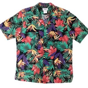 Tori Richard Black Tropical Floral Hawaiian Shirt