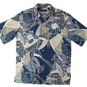 Tori Richard Blue Abstract Floral Hawaiian Shirt