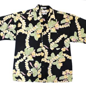 Rokok Black Plumeria Lei Hawaiian Shirt