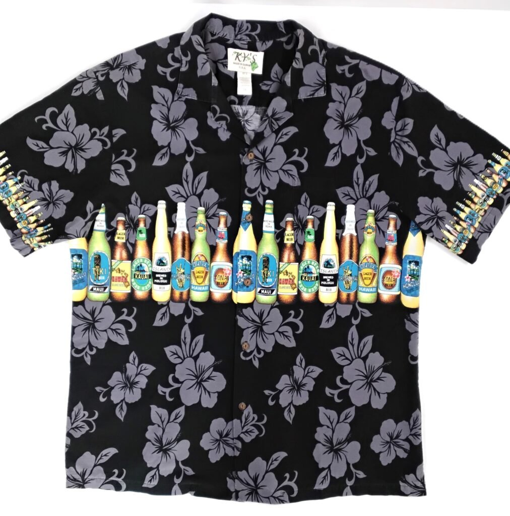 KY'S Hawaii Black Beer Graphic Hawaiian Shirt