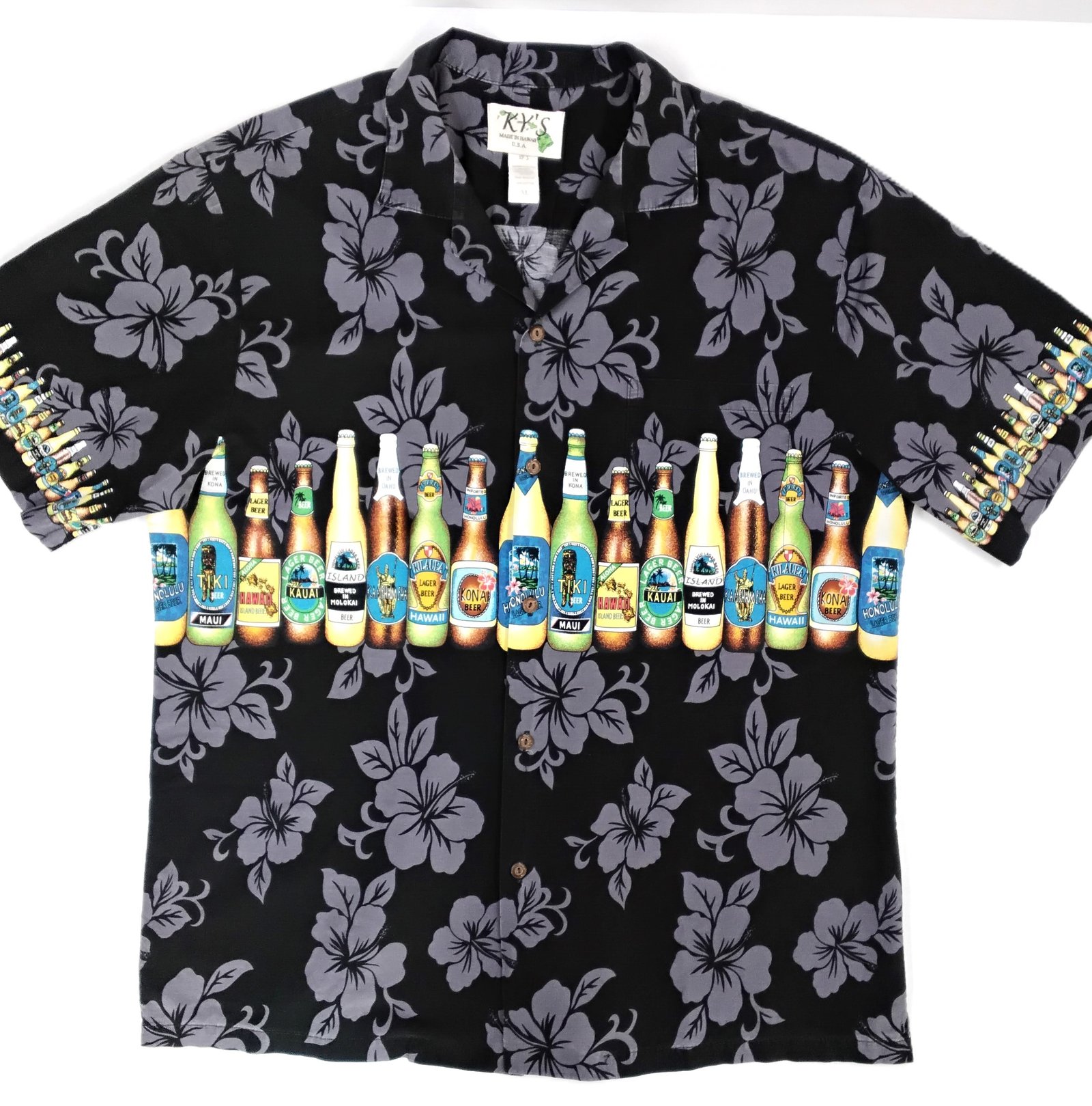 RK'S Hawaii Black Beer Graphic Hawaiian Shirt