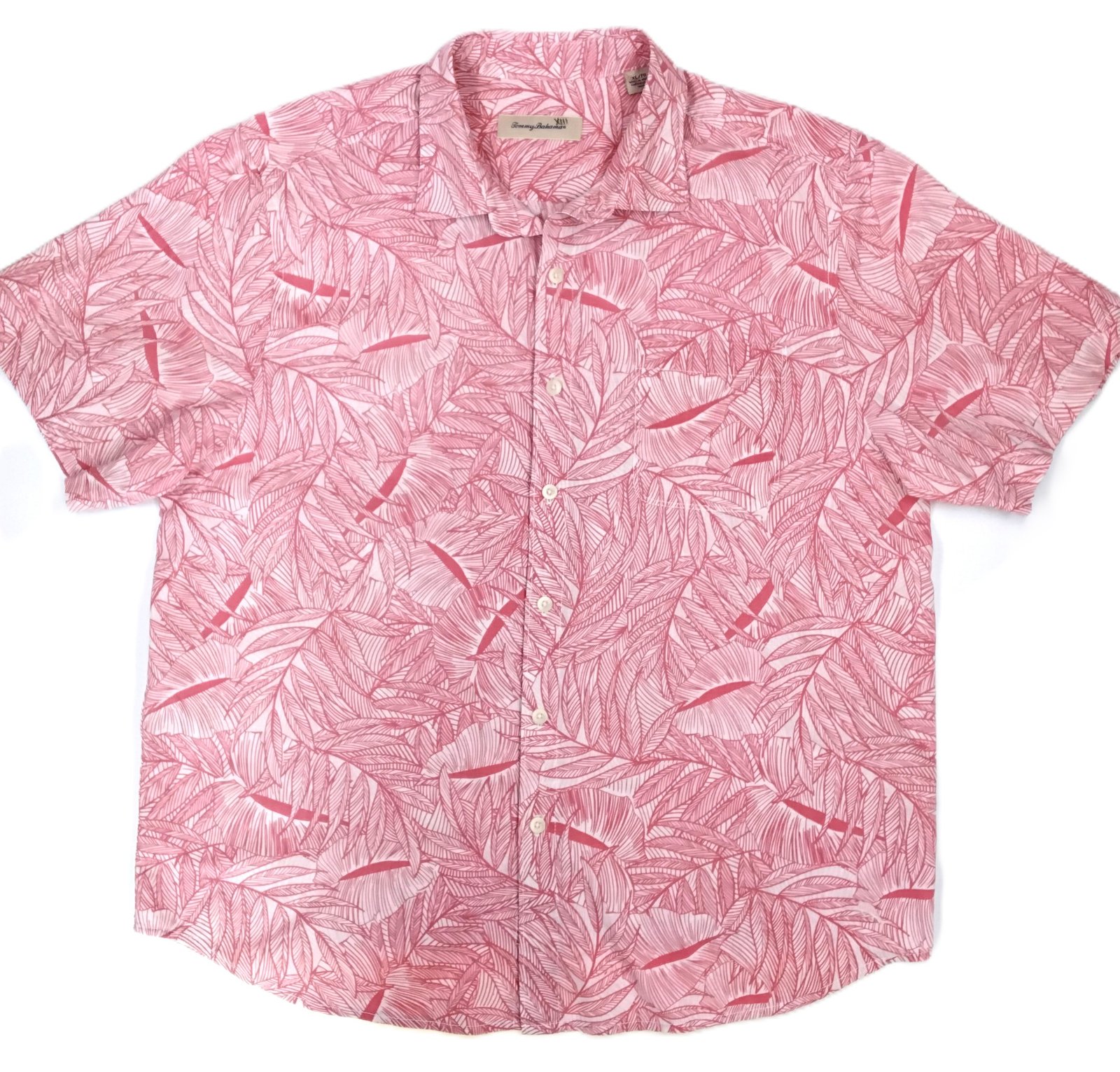 Tommy Bahama Pink Palm Leaf Hawaiian Shirt