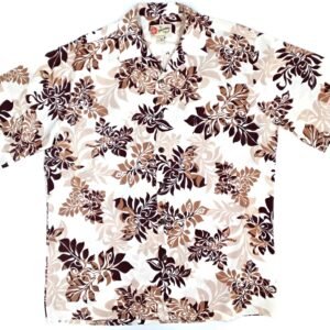 Hilo Hattie The Hawaiian Original Brown Shaded Leaf Print Hawaiian Shirt