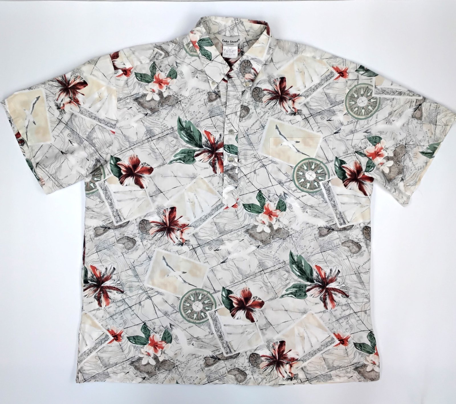 Cooke Street Hawaiian Map and Floral Hawaiian Shirt
