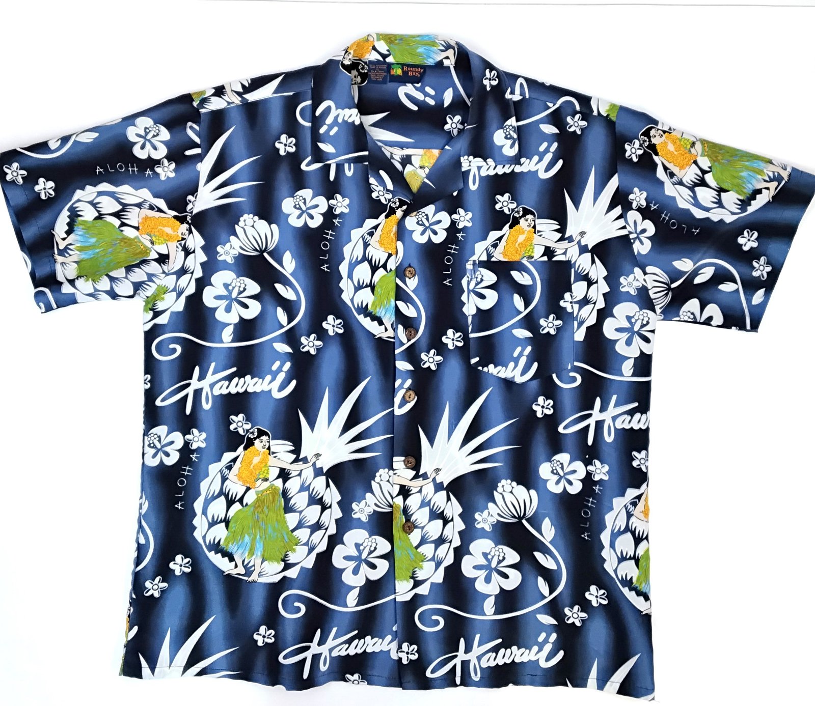 Bounty Bay Hula Girls and Pineapple Hawaiian Shirt