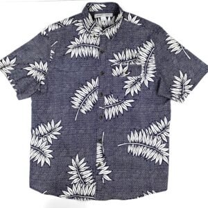 Old Navy Relaxed Fit Hawaiian Shirt with White Tropical Fern Leafs
